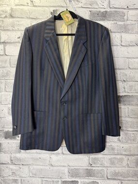 Warren K Look Art Tree Men's Striped Blazer Sport Coat- Classic Two-Button